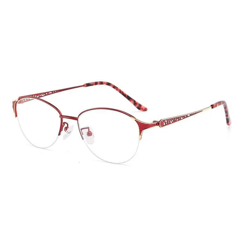 Women's Oval Semi-Rimless Alloy Prescription Glasses F6049 — view 3 | Rx Spectacle