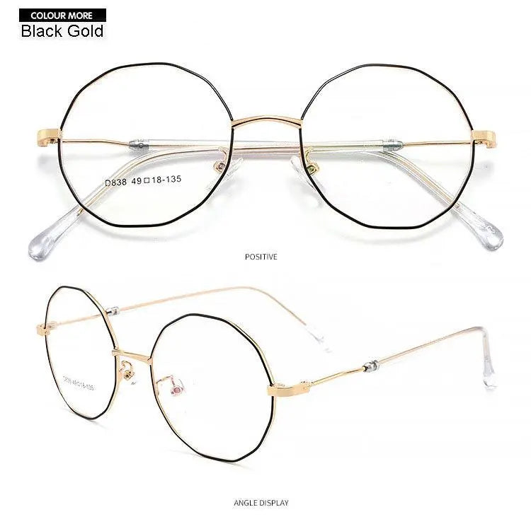 Unisex Polygon Full Rim Alloy Prescription Glasses D838 — view 13 | Rx Spectacle