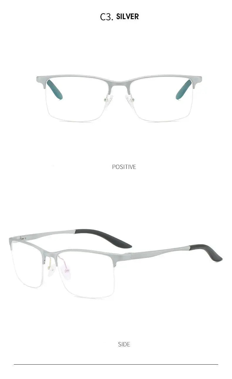 Men's Square Semi-Rimless Titanium Prescription Glasses P6325 — view 13 | Rx Spectacle