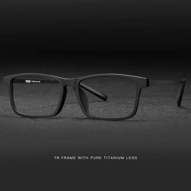 Unisex Rectangular Full Rim Titanium Prescription Glasses 8836x — view 2 | Rx Spectacle