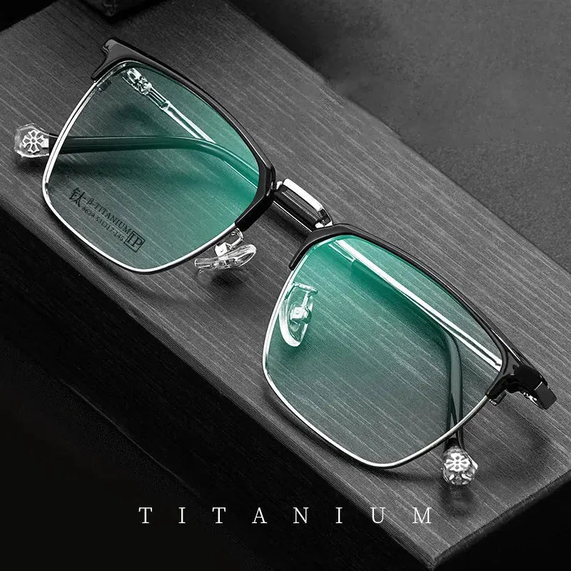 Unisex Square Full Rim Titanium Prescription Glasses 8628 — view 3 | Rx Spectacle