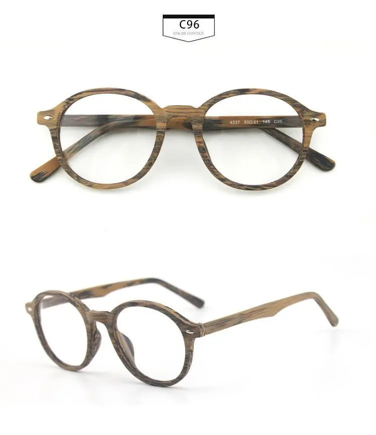 Unisex Round Full Rim Wood Prescription Glasses 4237 — view 23 | Rx Spectacle
