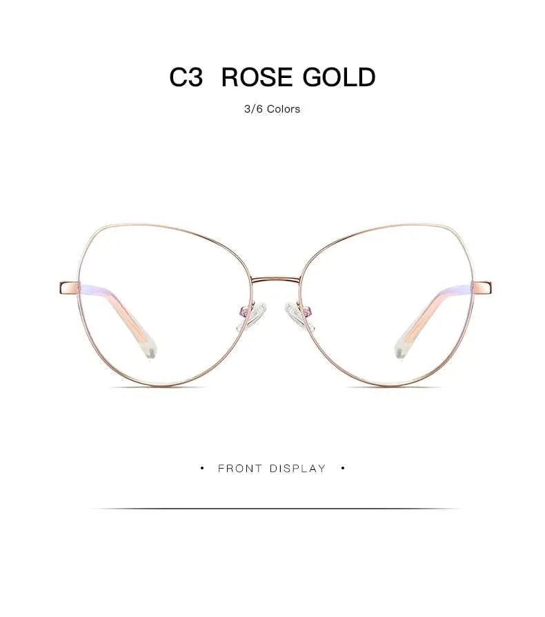 Women's Cat Eye Full Rim Alloy Prescription Glasses 3001 — view 21 | Rx Spectacle