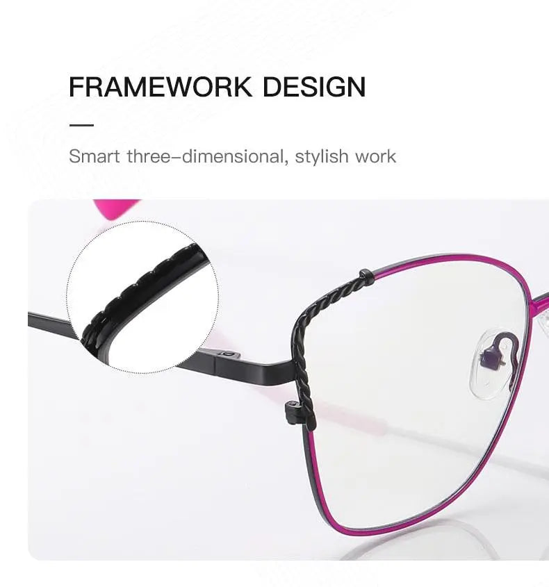 Women's Polygon Full Rim Alloy Prescription Glasses 3014 — view 12 | Rx Spectacle
