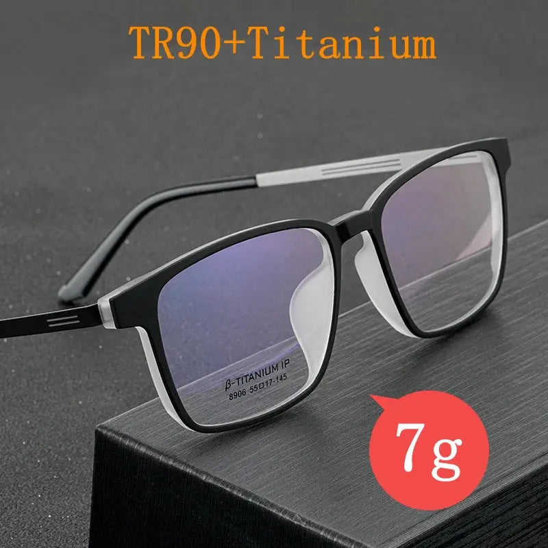 Men's Square Full Rim Titanium Prescription Glasses 8906 — view 2 | Rx Spectacle