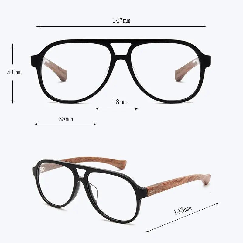 Unisex Round Full Rim Wood Double Bridge Prescription Glasses 7428d — view 9 | Rx Spectacle