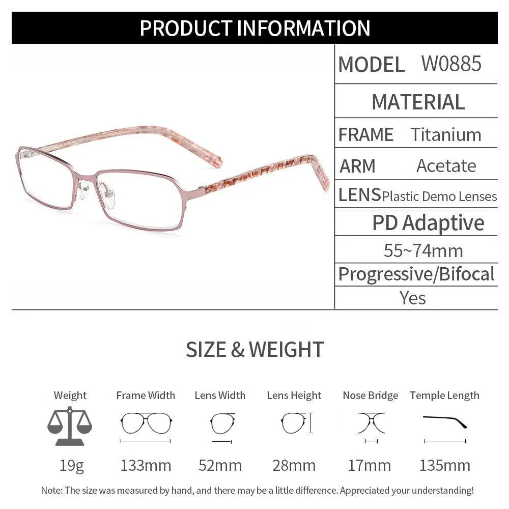 Women's Full Rim Titanium Prescription Glasses W0885 — view 2 | Rx Spectacle