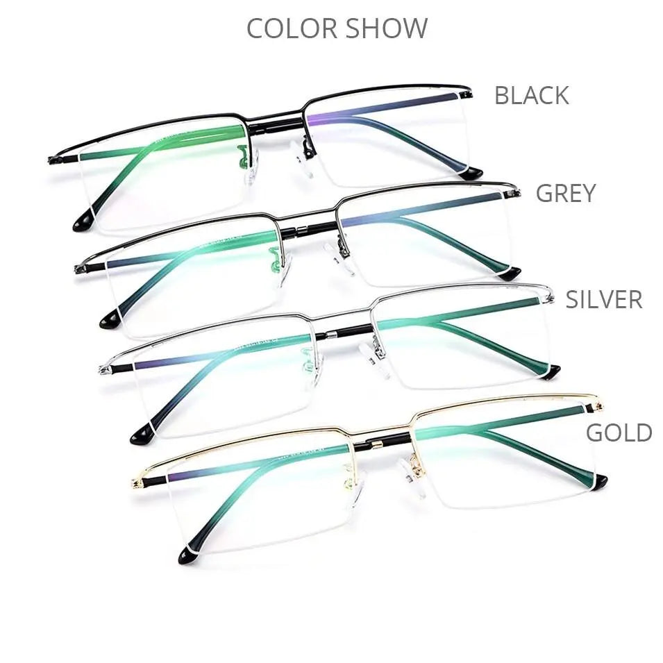 Men's Square Semi-Rimless Titanium Prescription Glasses Y2533 — view 2 | Rx Spectacle
