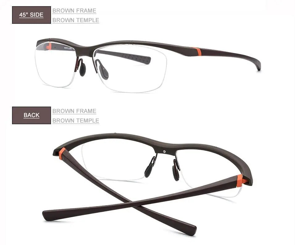 Men's Rectangular Semi-Rimless TR90 Sports Glasses 7027 — view 20 | Rx Spectacle