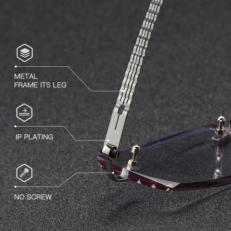 Unisex Square Rimless Prescription Glasses 58129 — view 7 | Rx Spectacle