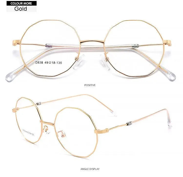 Unisex Polygon Full Rim Alloy Prescription Glasses D838 — view 15 | Rx Spectacle