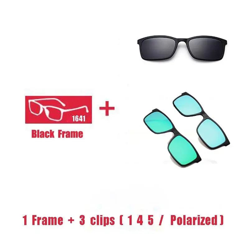 Unisex Square Full Rim Titanium Clip-On Prescription Glasses 1641 — view 11 | Rx Spectacle