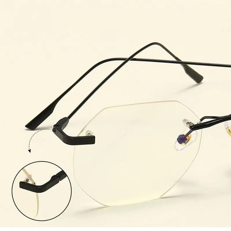 Men's Polygon Rimless Alloy Prescription Glasses 6213 — view 6 | Rx Spectacle