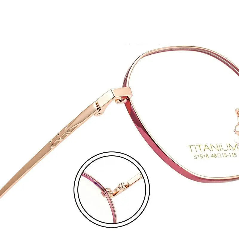 Women's Round Full Rim Titanium Prescription Glasses S1918 — view 5 | Rx Spectacle