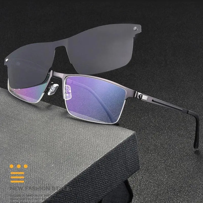 Unisex Semi-Rimless Alloy Clip-On Prescription Glasses S94007 — view 2 | Rx Spectacle