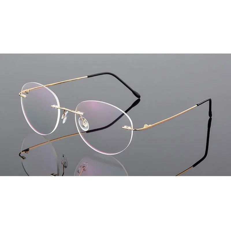 Unisex Rimless Alloy Prescription Glasses 862 — view 3 | Rx Spectacle