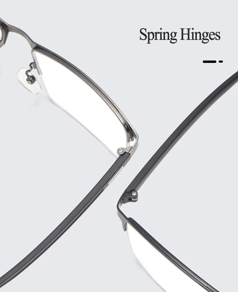 Men's Rectangular Semi-Rimless Alloy Prescription Glasses 9102 — view 10 | Rx Spectacle