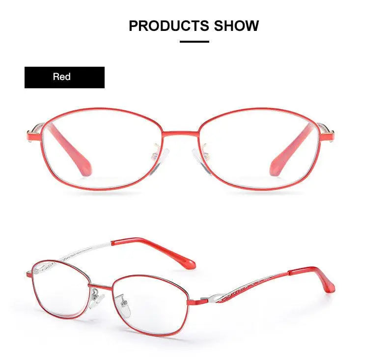 Women's Rectangular Full Rim Alloy Reading Glasses 9002 — view 9 | Rx Spectacle