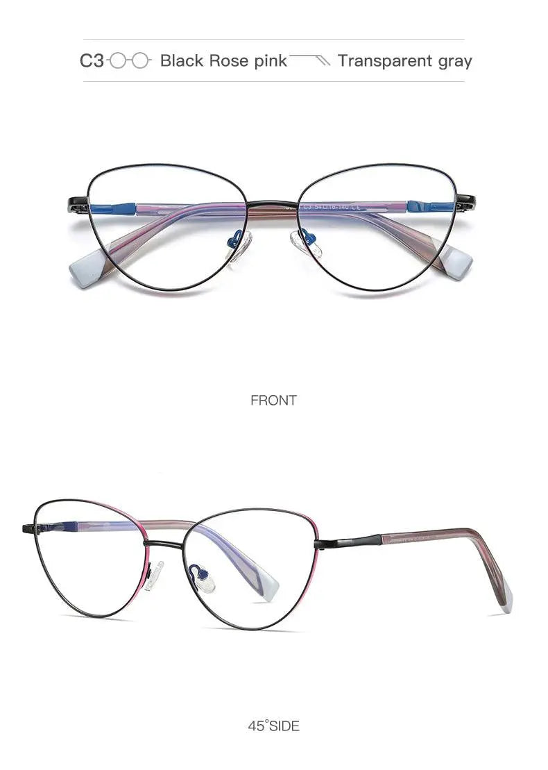 Women's Cat Eye Full Rim Alloy Prescription Glasses 3020 — view 16 | Rx Spectacle