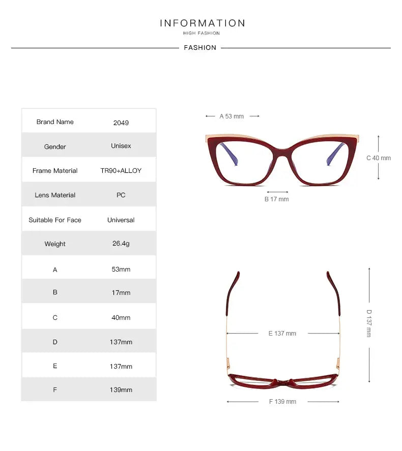 Women's Cat Eye Full Rim TR90 Prescription Glasses 772049 — view 2 | Rx Spectacle