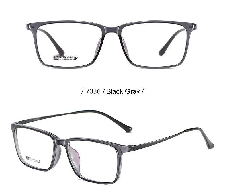 Men's Rectangular Full Rim Titanium Prescription Glasses 7036 — view 18 | Rx Spectacle