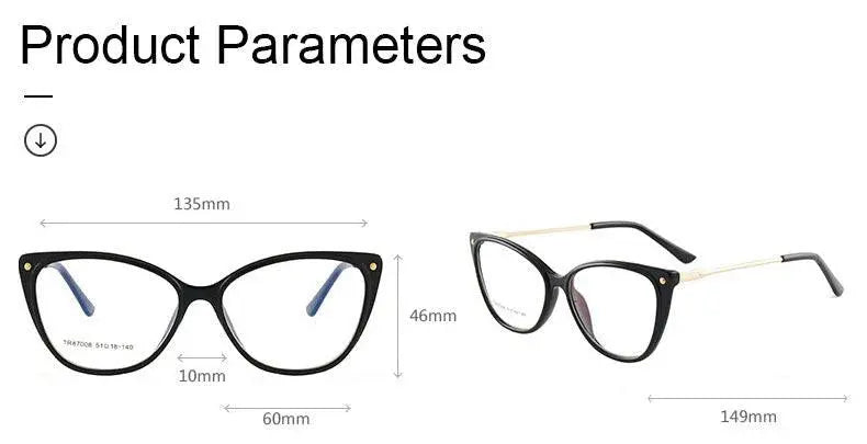 Cat Eye Full Rim TR90 Prescription Glasses 7008 — view 13 | Rx Spectacle