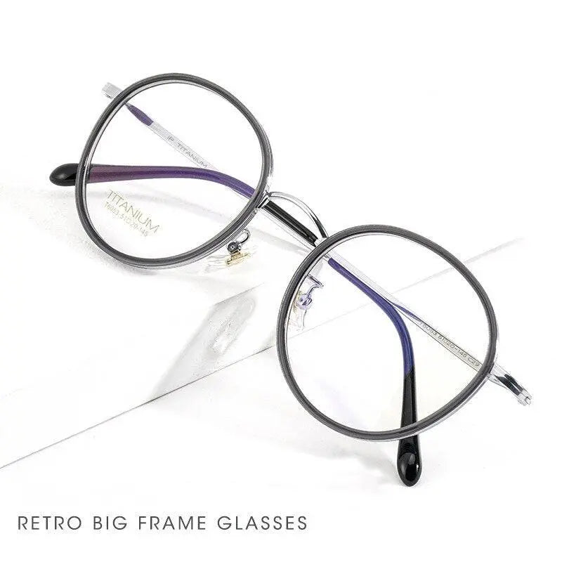 Unisex Round Full Rim Titanium Prescription Glasses T6053 — view 2 | Rx Spectacle