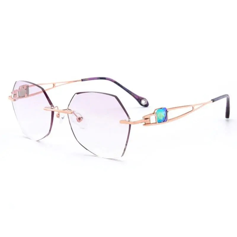Unisex Square Rimless Titanium Prescription Glasses 88037 — view 6 | Rx Spectacle