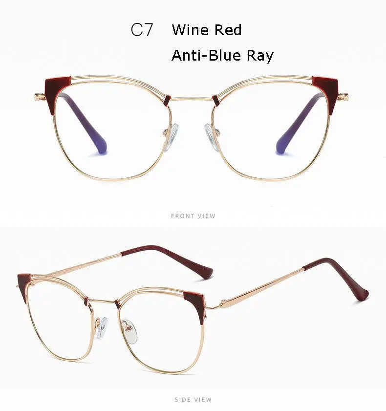 Unisex Cat Eye Full Rim Alloy Prescription Glasses L95537 — view 17 | Rx Spectacle