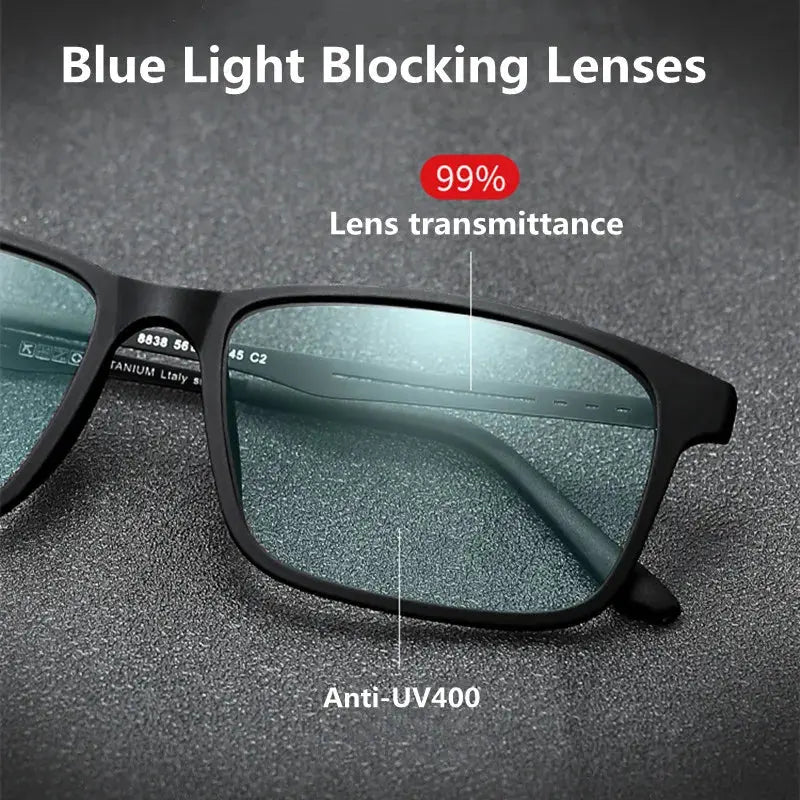 Unisex Square Full Rim Titanium Reading Glasses F3003 — view 3 | Rx Spectacle