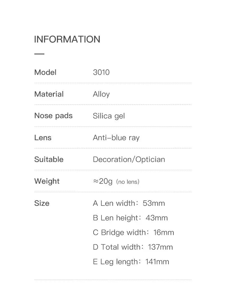 Unisex Square Full Rim Alloy Prescription Glasses 3010 — view 16 | Rx Spectacle