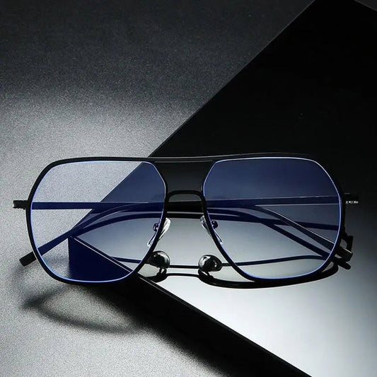 Unisex Polygon Full Rim Alloy Double Bridge Prescription Glasses 60803 — view 1 | Rx Spectacle