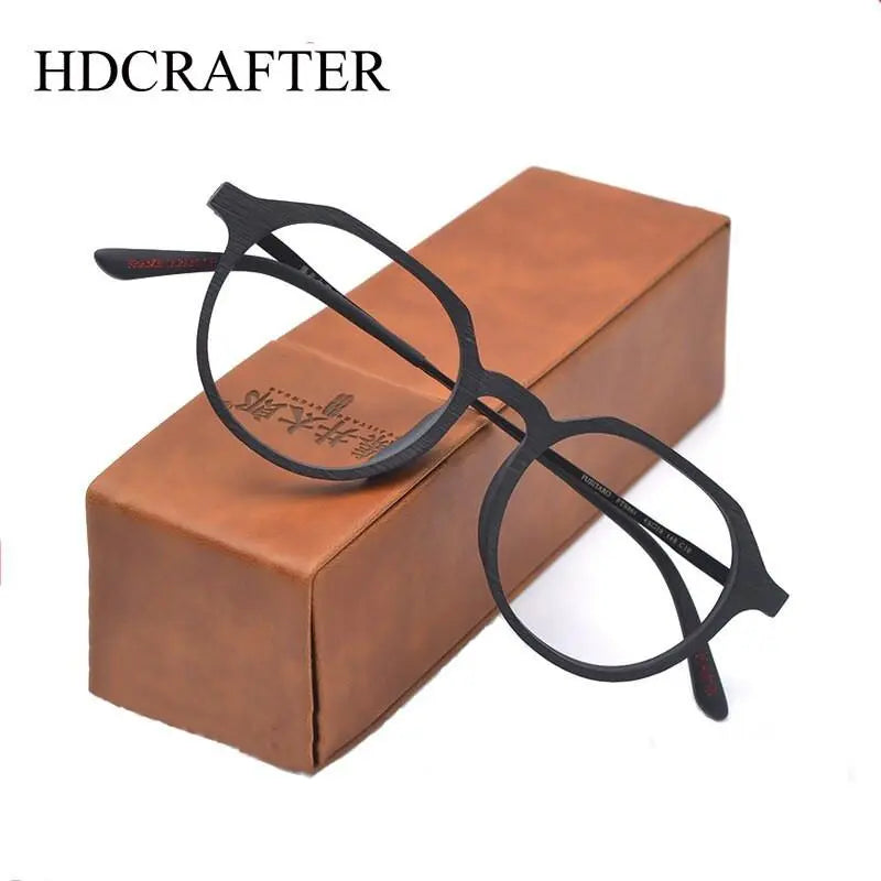Unisex Round Full Rim Wood Prescription Glasses Ft8861 — view 2 | Rx Spectacle
