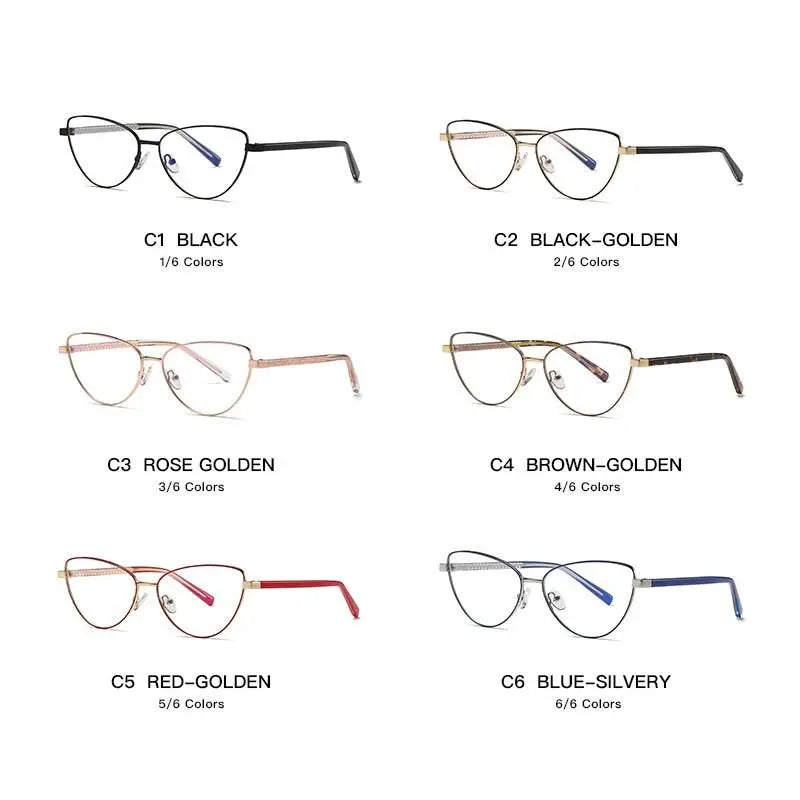 Women's Cat Eye Full Rim Alloy Prescription Glasses 3006 — view 4 | Rx Spectacle
