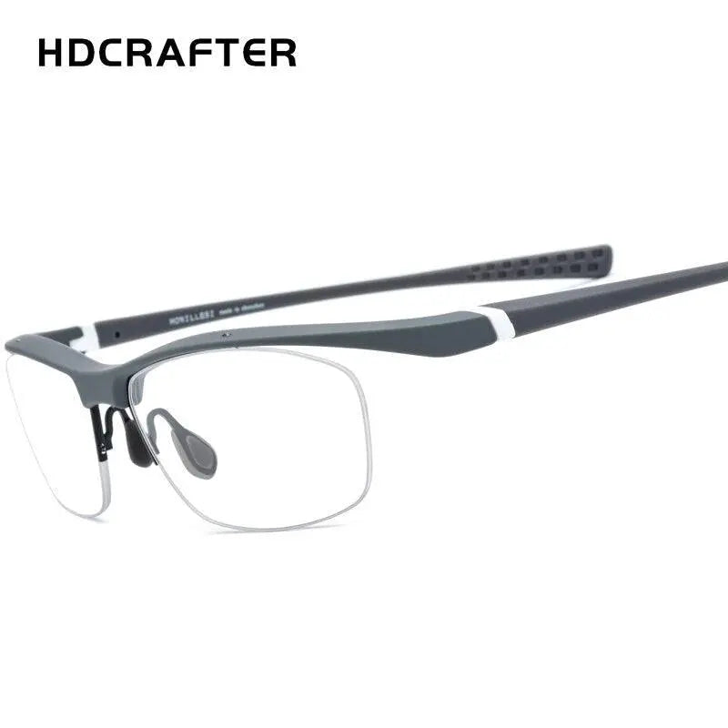 Men's Rectangular Semi-Rimless TR90 Sports Glasses 7027 — view 7 | Rx Spectacle