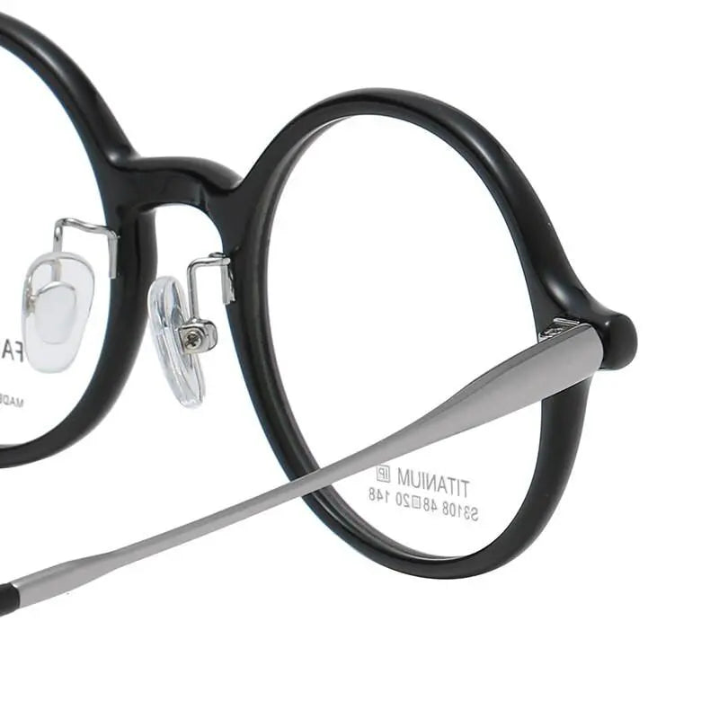 Unisex Round Full Rim Titanium Prescription Glasses S3108 — view 7 | Rx Spectacle