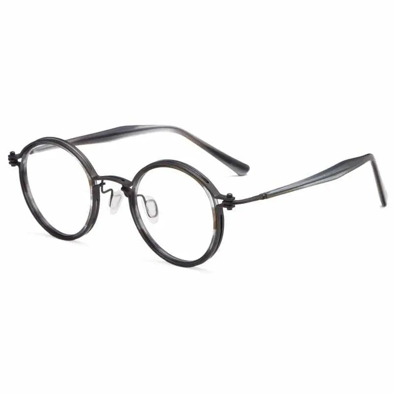 Unisex Round Full Rim Titanium Prescription Glasses H33088 — view 6 | Rx Spectacle
