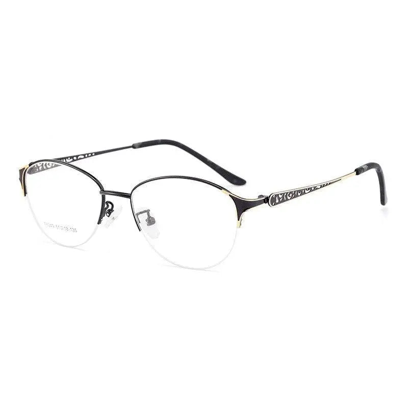 Women's Oval Semi-Rimless Alloy Prescription Glasses F6049 — view 2 | Rx Spectacle