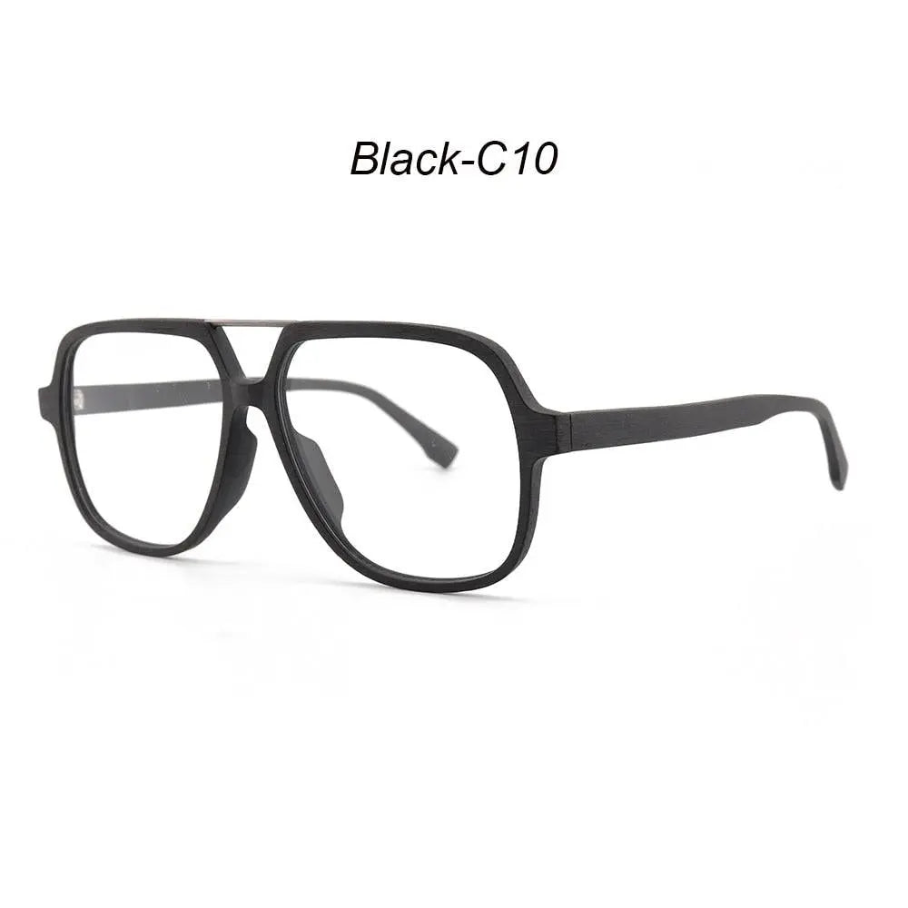 Unisex Polygon Full Rim Wood Double Bridge Prescription Glasses 6018 — view 4 | Rx Spectacle