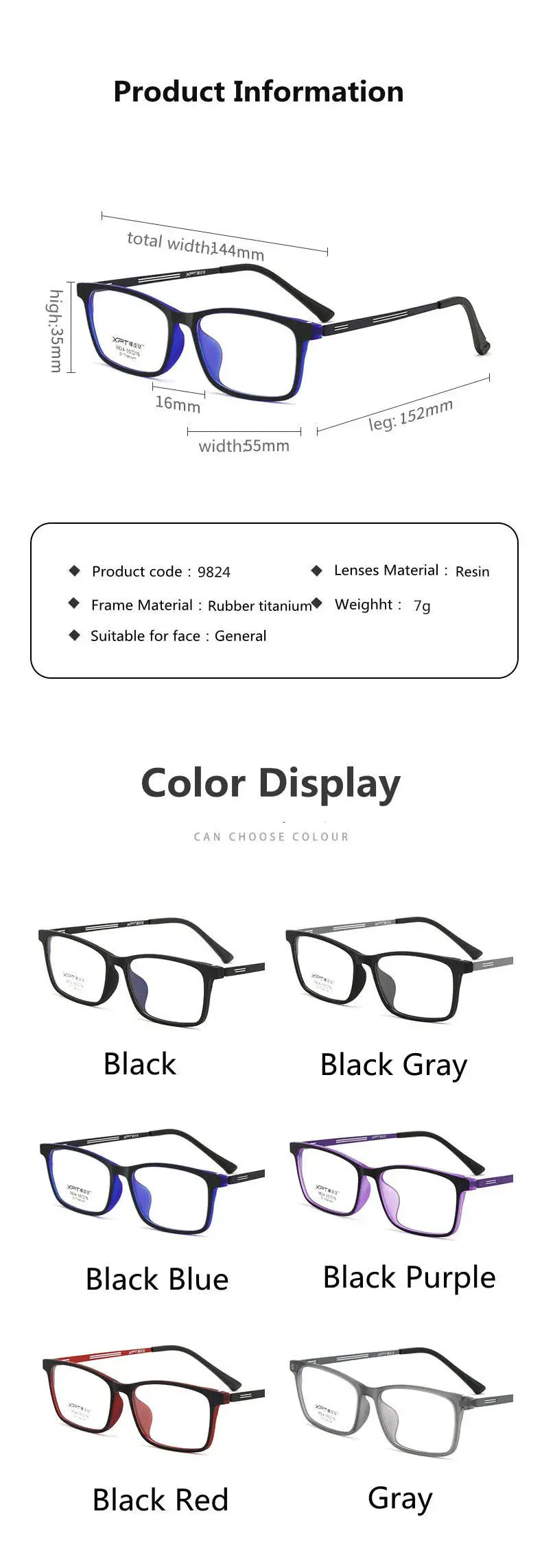 Unisex Square Full Rim Titanium Reading Glasses 9824 — view 17 | Rx Spectacle
