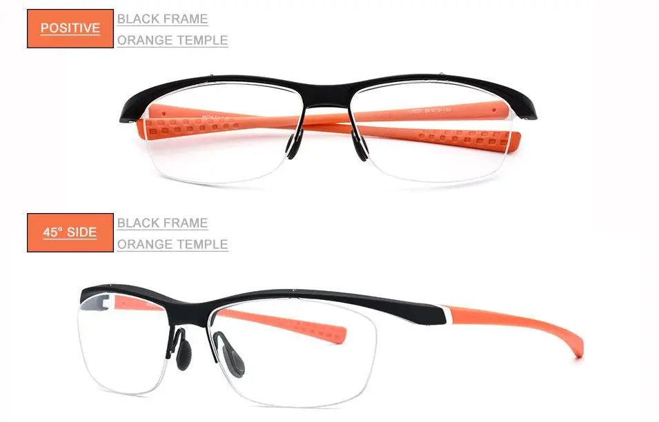 Men's Rectangular Semi-Rimless TR90 Sports Glasses 7027 — view 21 | Rx Spectacle