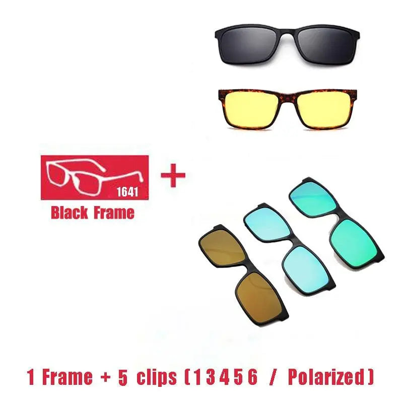 Unisex Square Full Rim Titanium Clip-On Prescription Glasses 1641 — view 22 | Rx Spectacle