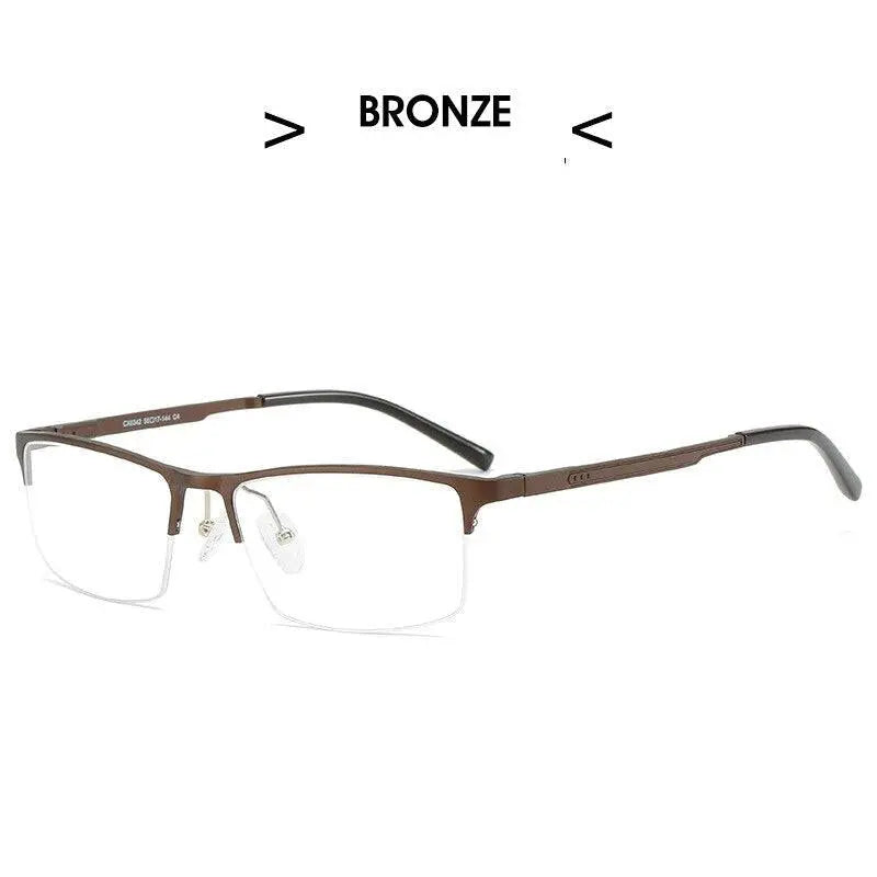 Men's Square Semi-Rimless Titanium Prescription Glasses P6342 — view 3 | Rx Spectacle