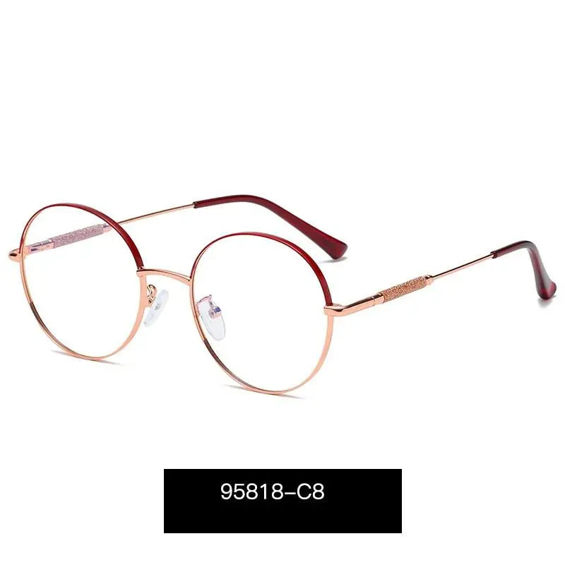 Women's Round Full Rim Alloy Prescription Glasses 95818 — view 10 | Rx Spectacle