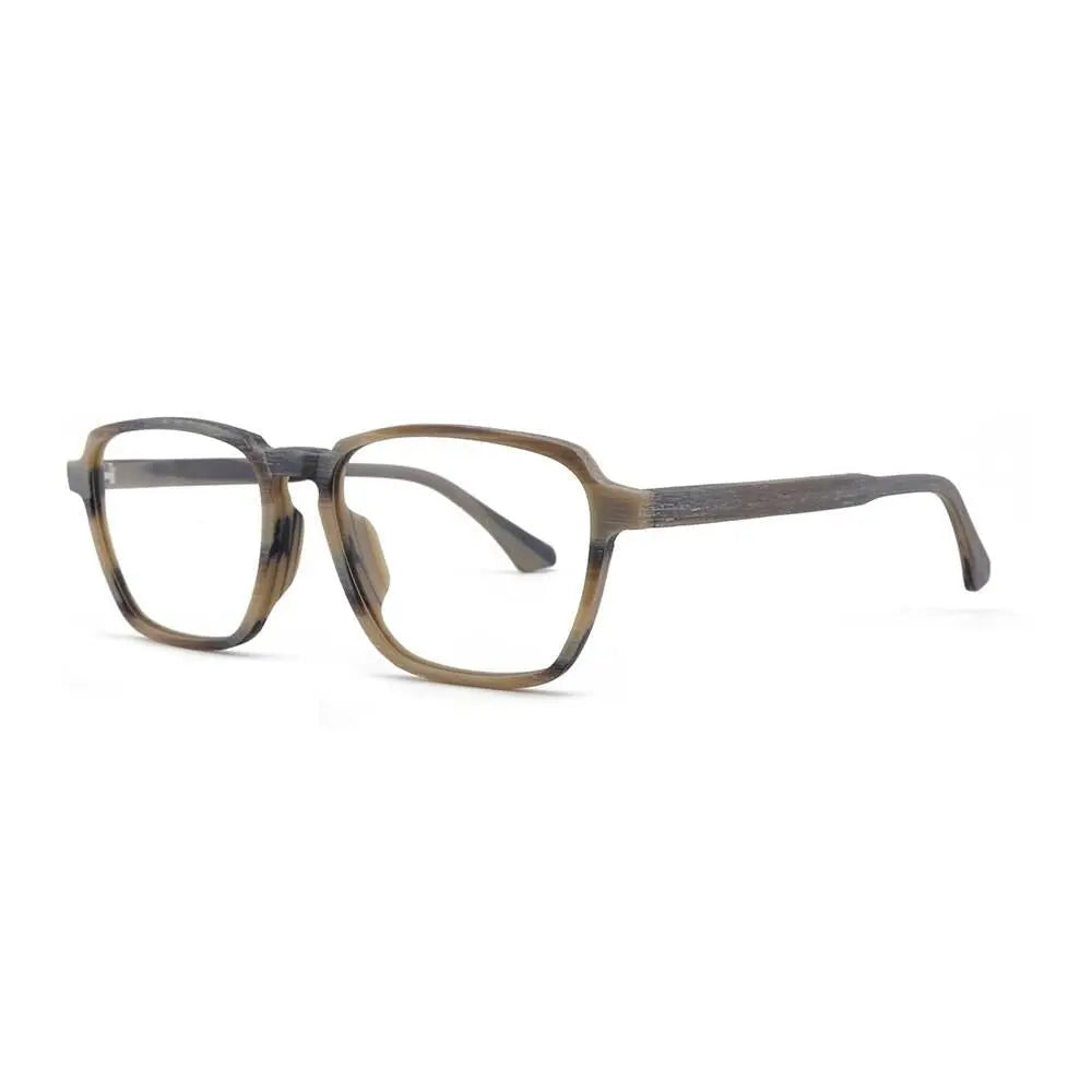 Men's Polygon Full Rim Wood Oversized Prescription Glasses 1694 — view 9 | Rx Spectacle