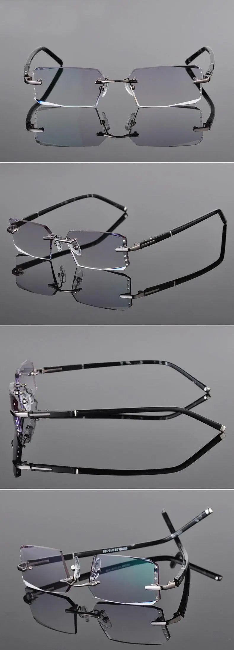 Men's Square Rimless Alloy Prescription Glasses R58003 — view 13 | Rx Spectacle