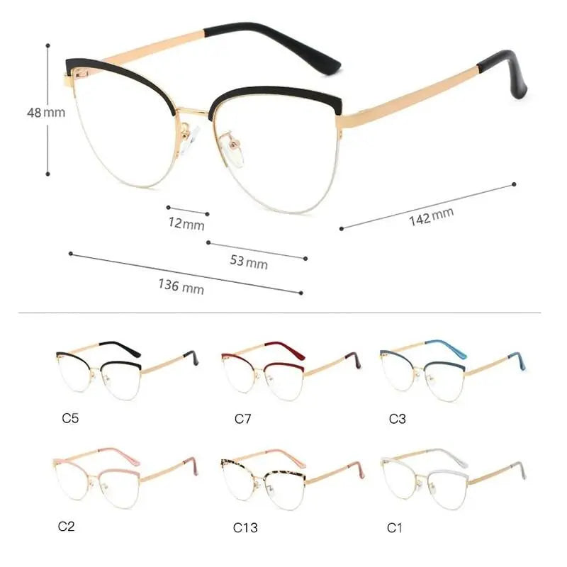 Women's Cat Eye Full Rim Alloy Prescription Glasses 95679 — view 9 | Rx Spectacle