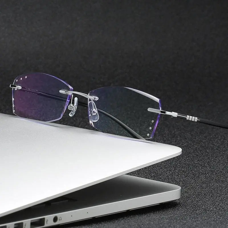 Unisex Rimless Titanium Prescription Glasses 52003 — view 2 | Rx Spectacle