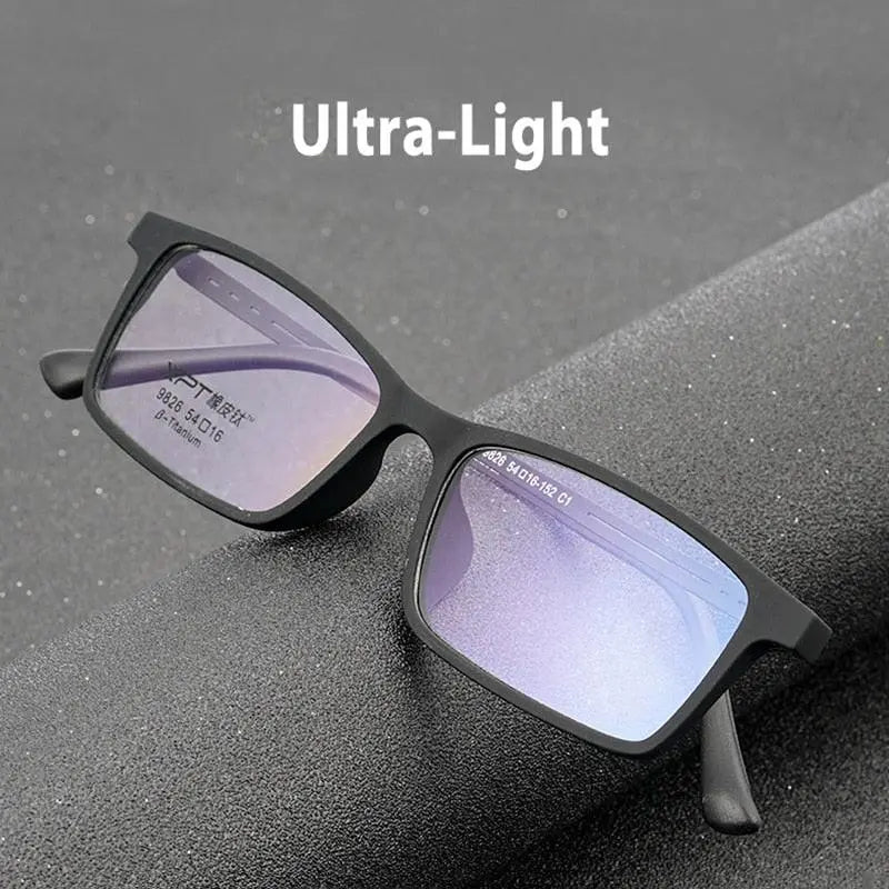 Unisex Rectangular Full Rim Titanium Prescription Glasses 9826 — view 11 | Rx Spectacle