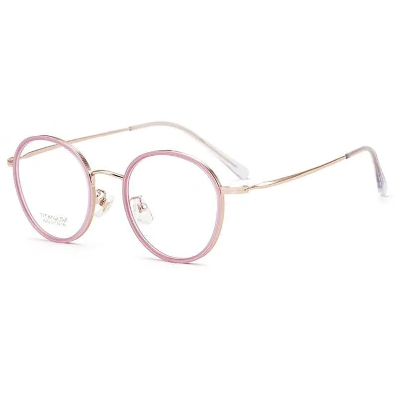 Unisex Round Full Rim Titanium Prescription Glasses T6053 — view 11 | Rx Spectacle